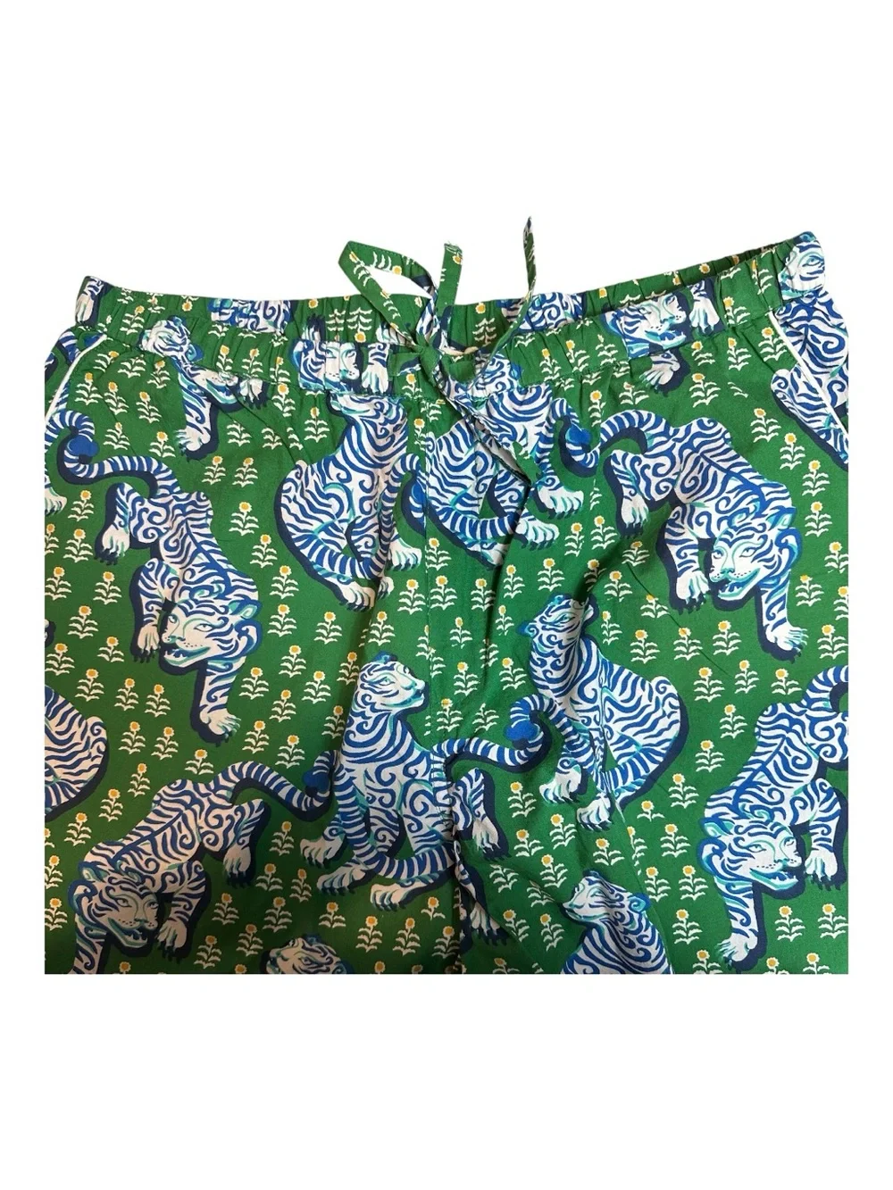NWT Printfresh Tiger Queen Sz M Pajama Set Organic Cotton Green Blue Retail $168 - Picture 5 of 6